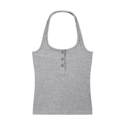 The Henley Tank - Flower Gray / Black